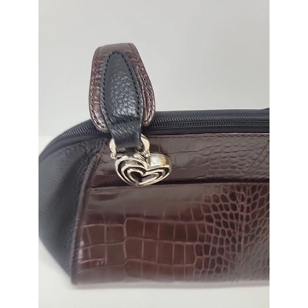 Brighton Shoulder Bag‎ Womens Brown Black Pewter Aligator Leather